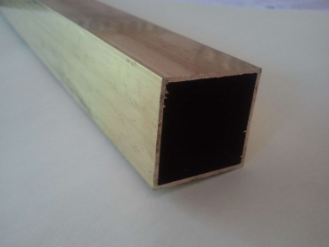 Vierkantrohr MS63 CuZn37  20X20x1 mm, Länge 1000 mm Aussen 20x20mm Wandstärke 1mm
