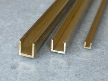 Messing U Profil MS58 1x1 x 0,25 mm ; Länge 1000mm Schenkel 1mm x Schenkel 1mm x Schenkel 1mm X Materialstärke 0,25mm; gefräst